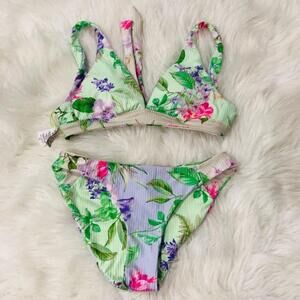 New Women's‎ Becca by Rebecca Virtue Floral Print Bikini Set Size Small Green